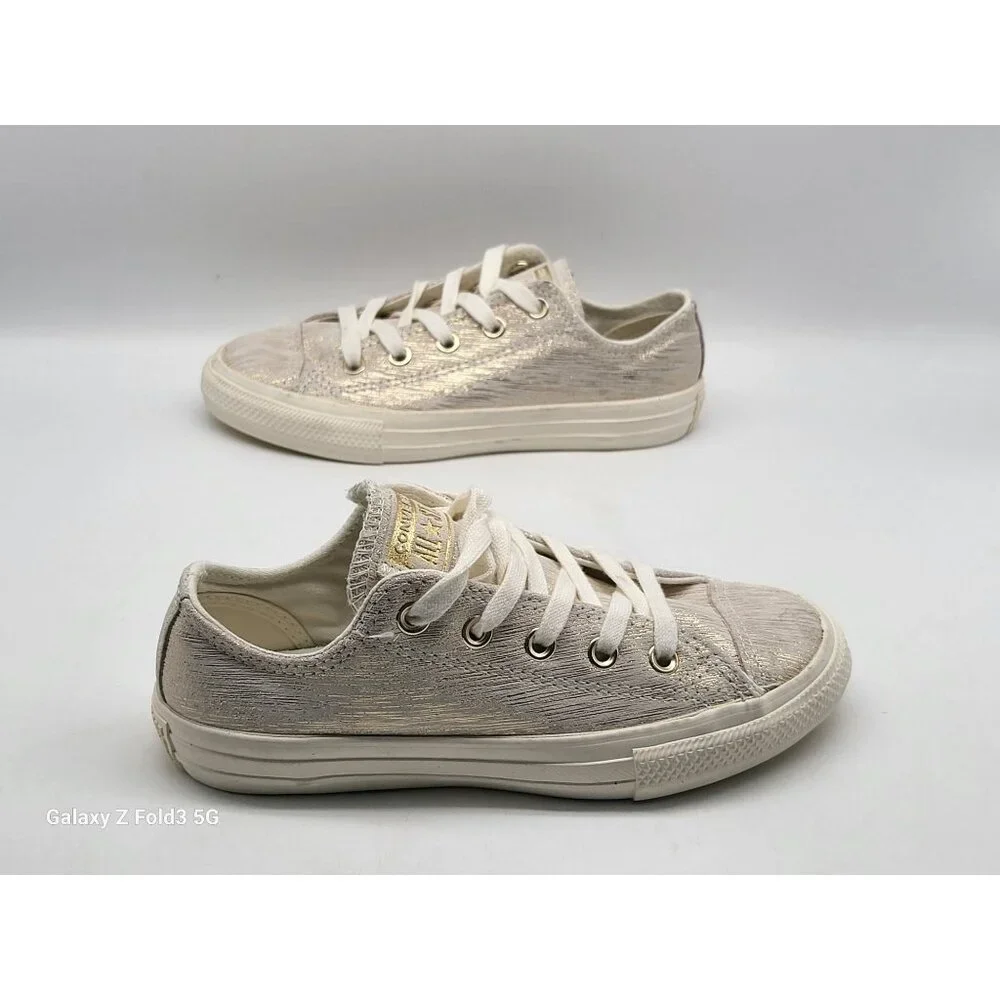 Converse Chuck Taylor All Star Egret‎ Gold Metallic Youth Sneakers  363092C Sz 1